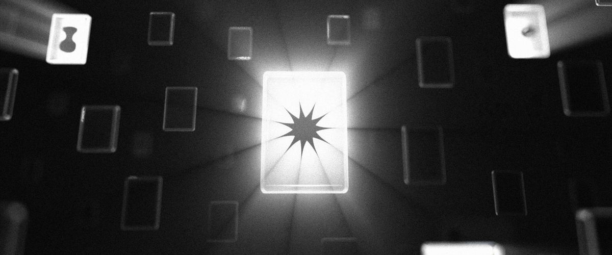 Abstract light shapes forming a path of progress